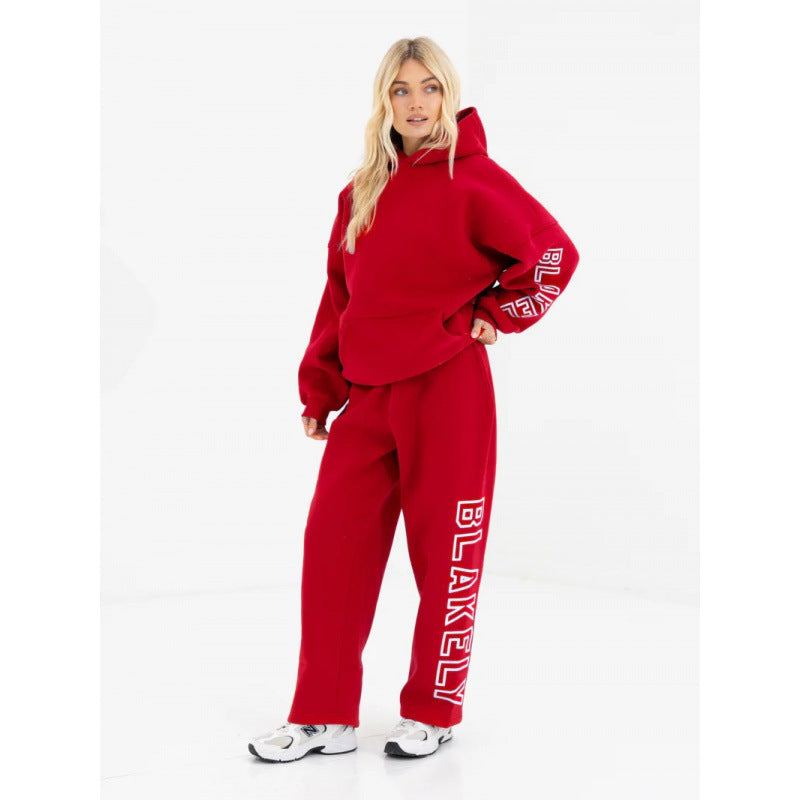 Casual pants with hooded hoodie set