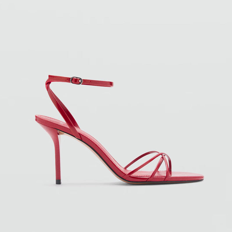 Thin Strap Buckle Sandals High Heels