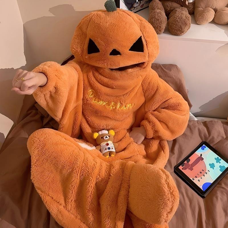 Halloween Cartoon Coral Fleece One-piece Pajamas
