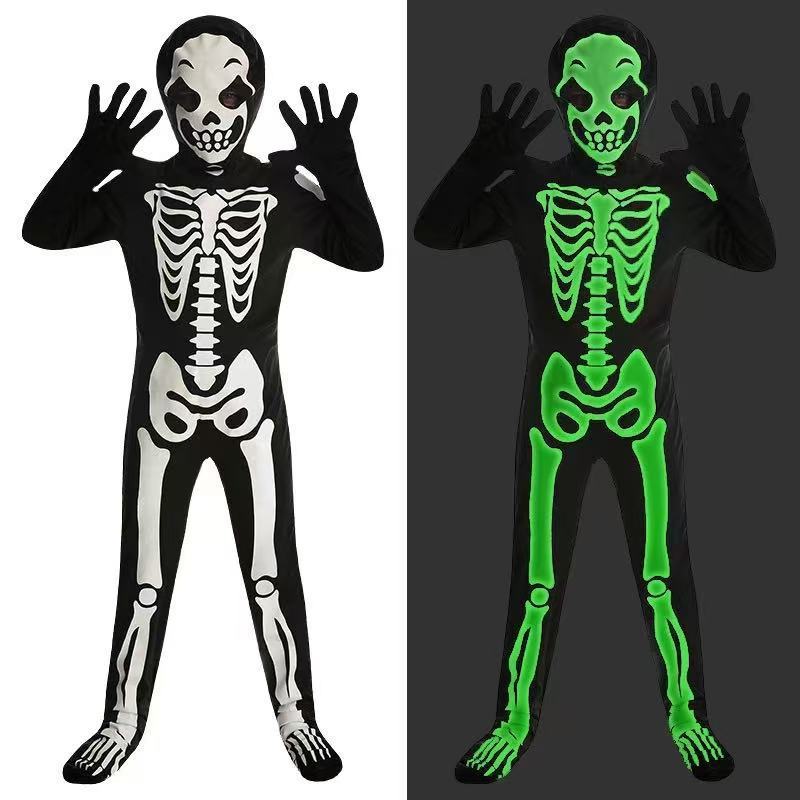 Glow-in-the-Dark Halloween Skeleton Costume for Kids