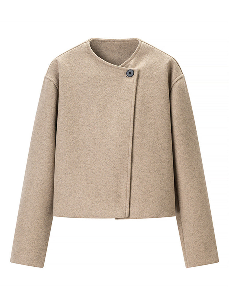 Women's Minimalist Single-Button Wool Coat