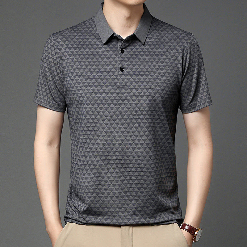 Mens Breathable Lapel Polo Shirt