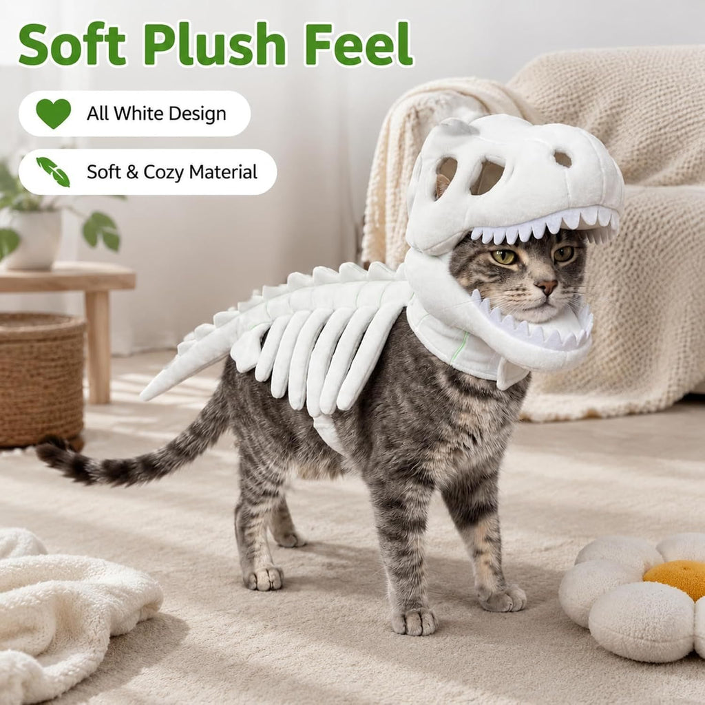 Dinosaur Skeleton Pet Costume Plush Halloween Outfit