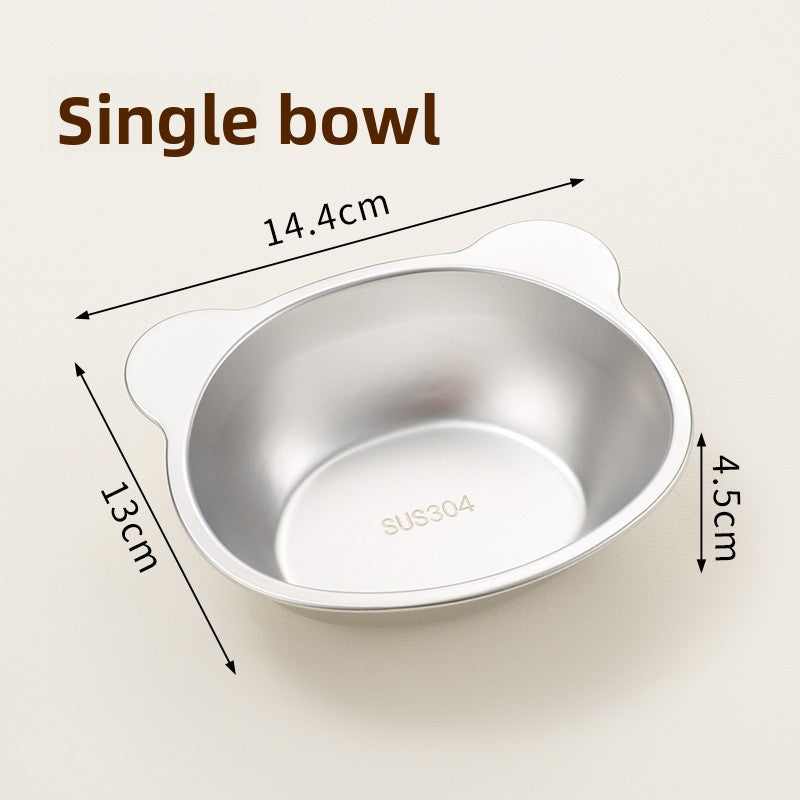 Stainless Steel Elevated Pet Food Bowl with Slanted Rim