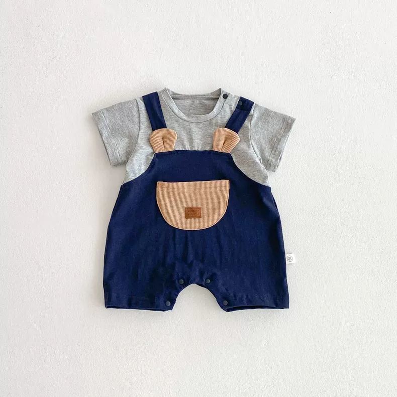 Baby Boy Cotton Bear Romper Short Sleeve Summer Outfit