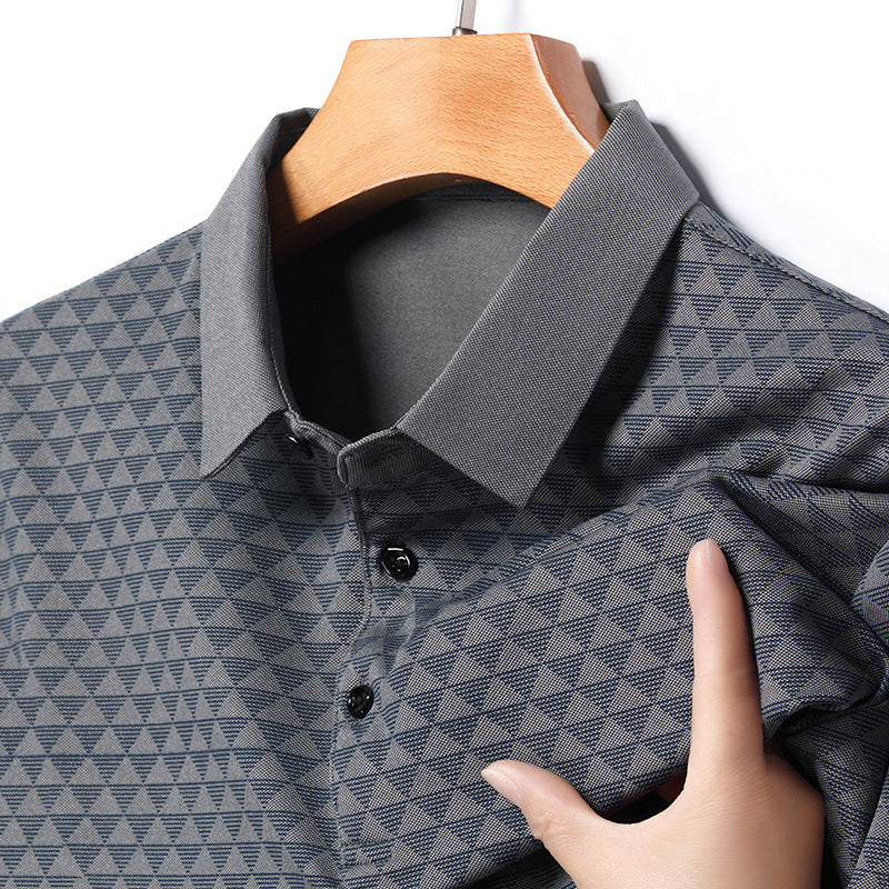 Mens Breathable Lapel Polo Shirt