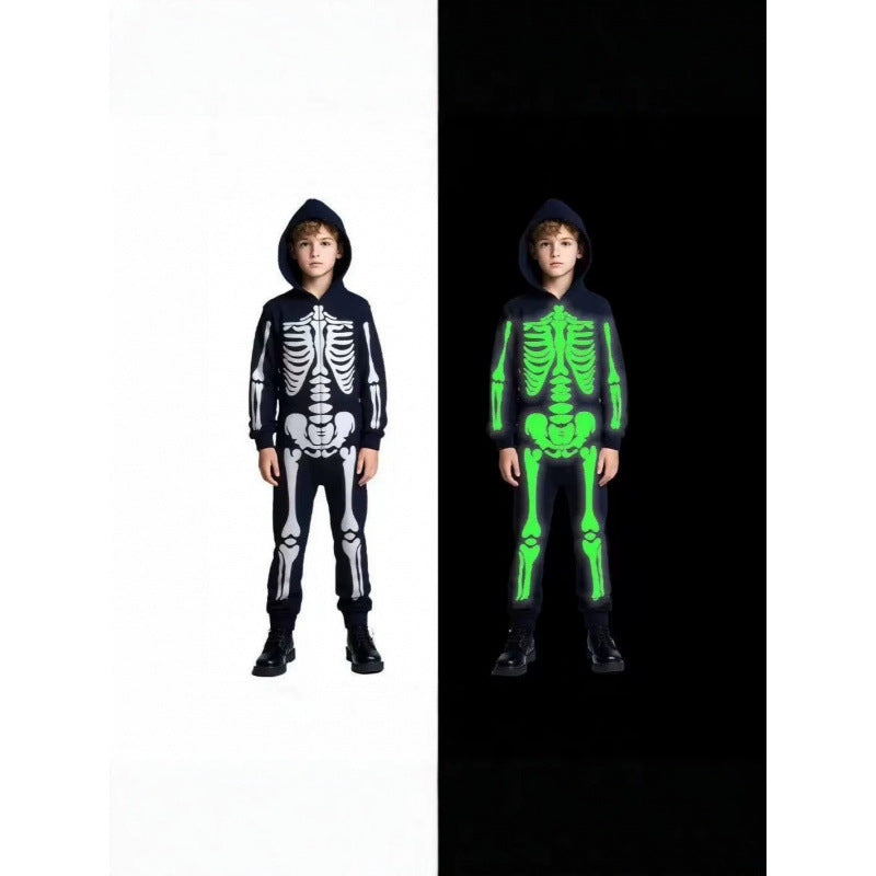 Glow-in-the-Dark Halloween Skeleton Costume for Kids