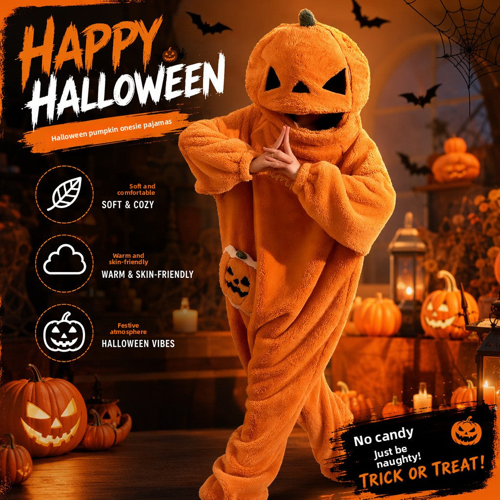 Halloween Cartoon Coral Fleece One-piece Pajamas