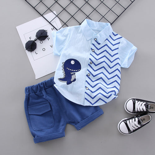 Boys Cartoon Dinosaur Short Sleeve Set