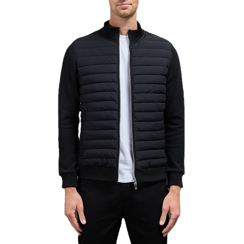 Lightweight Stand Collar Knitted Panel Down Jacket