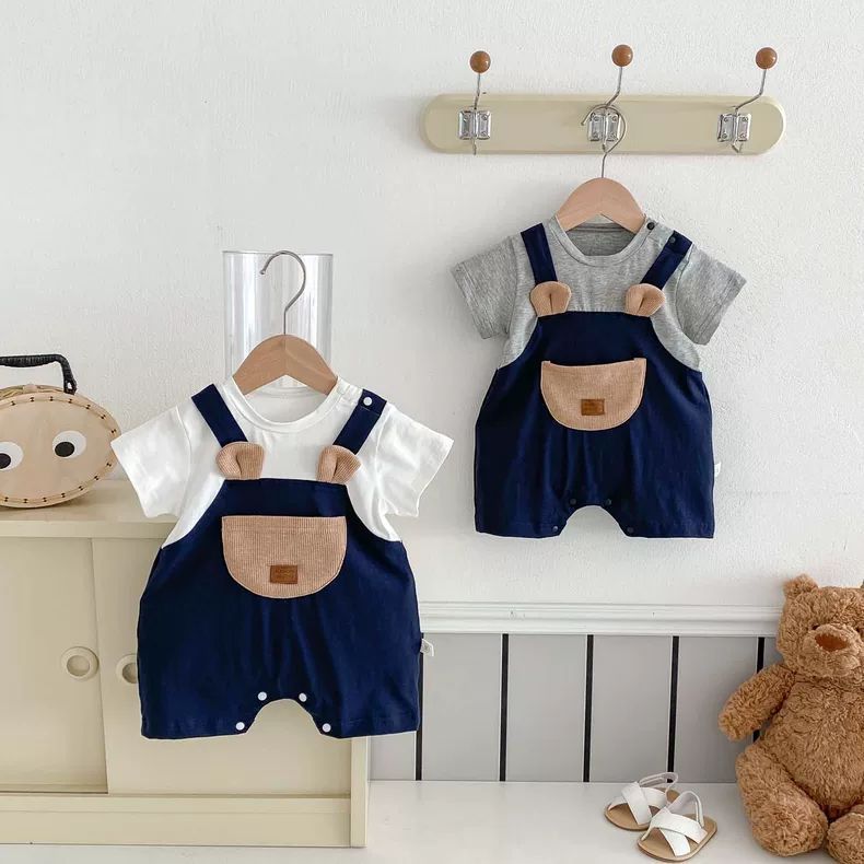 Baby Boy Cotton Bear Romper Short Sleeve Summer Outfit