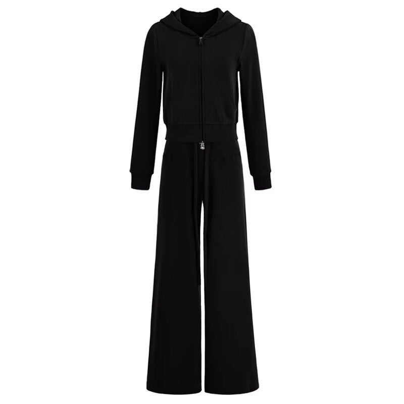 Hooded Zipper Sweatshirt and Drawstring Pants Set