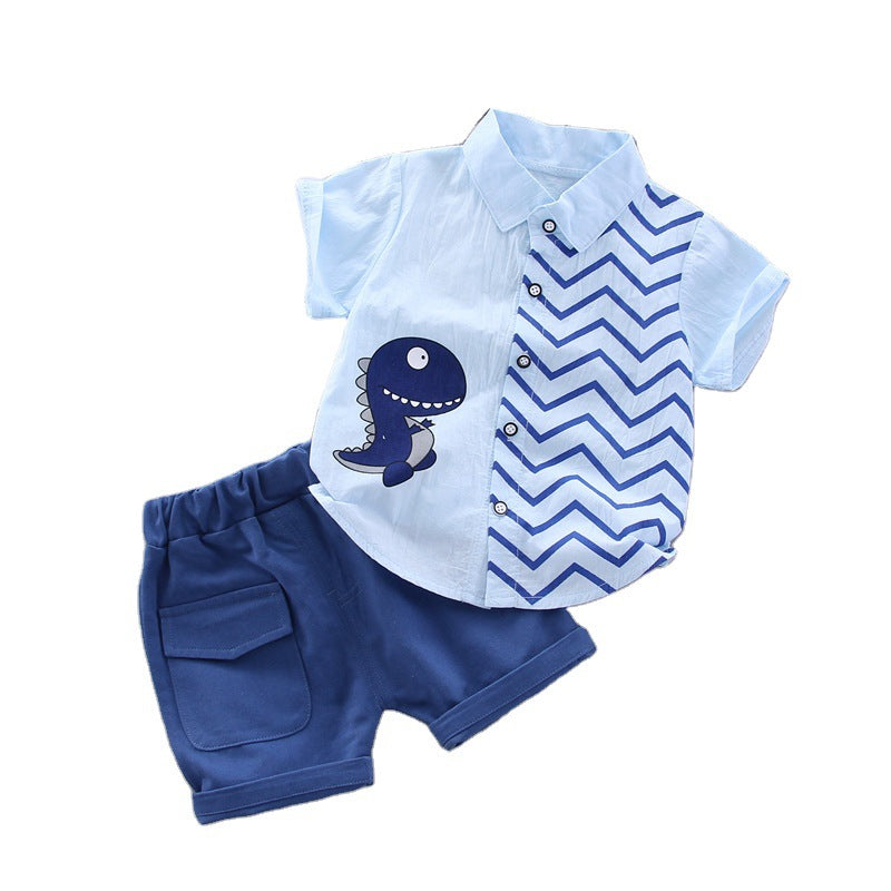 Boys Cartoon Dinosaur Short Sleeve Set