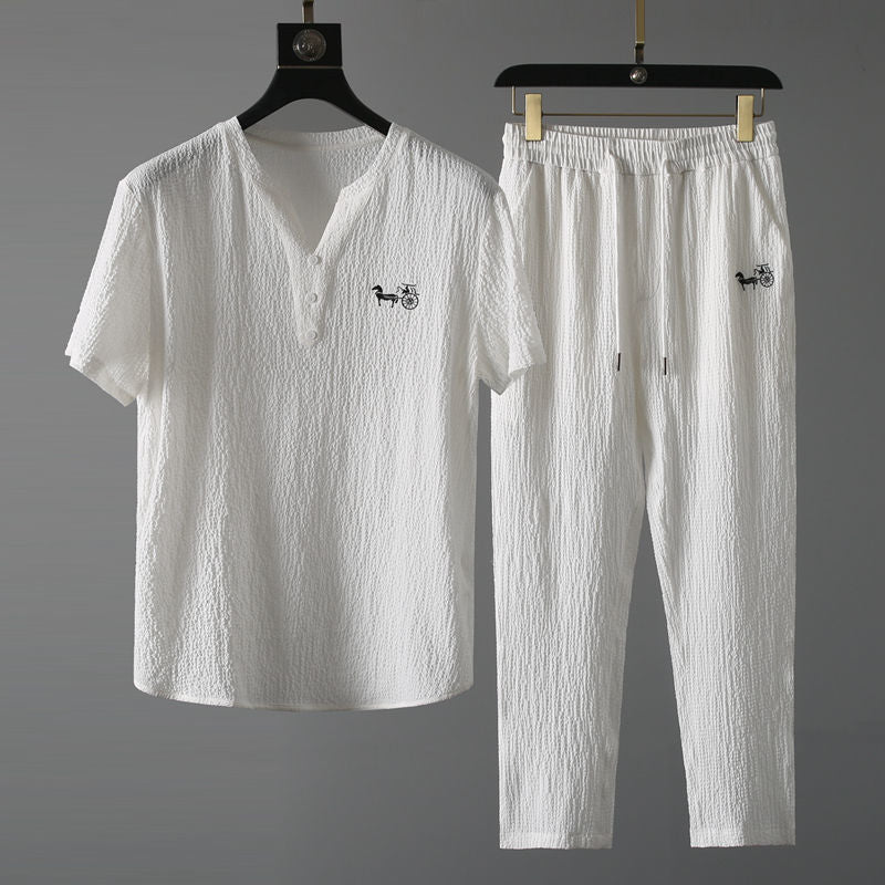 Summer Mens Casual Suit Set
