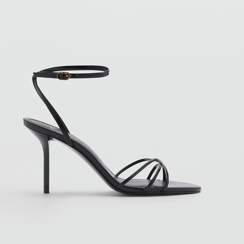 Thin Strap Buckle Sandals High Heels
