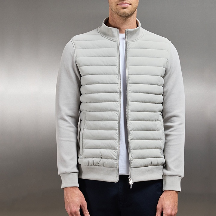Lightweight Stand Collar Knitted Panel Down Jacket