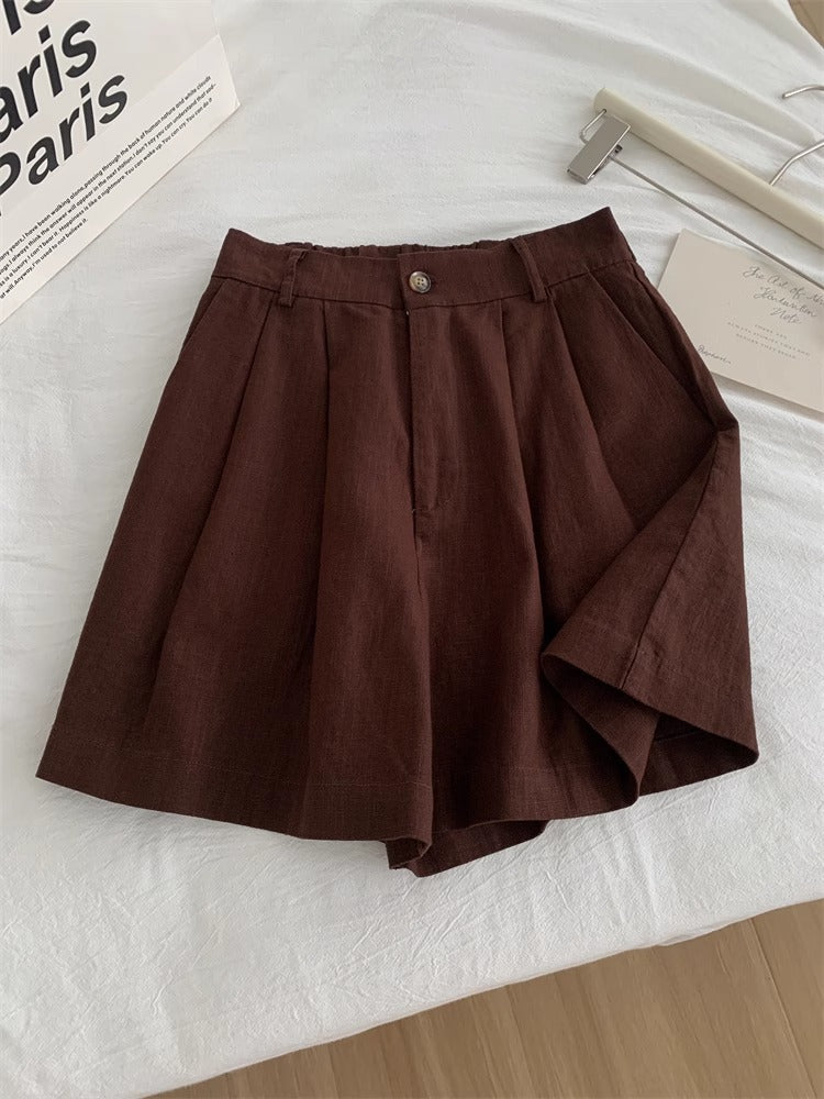 Women's Washed Vintage Linen Cotton Shorts