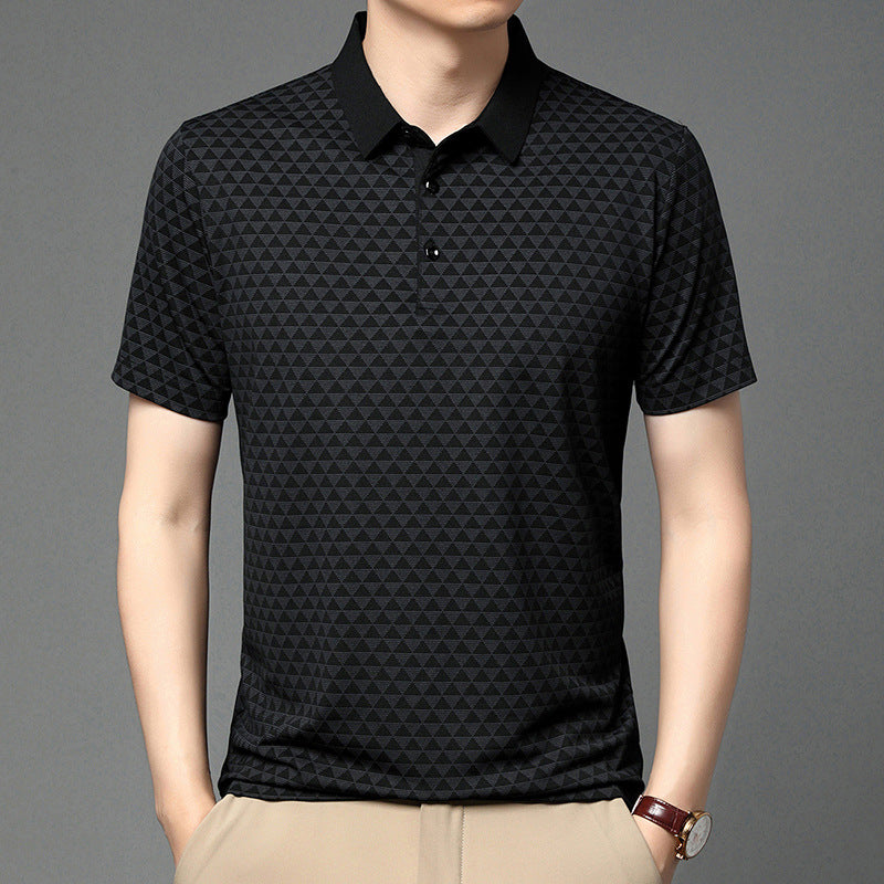 Mens Breathable Lapel Polo Shirt