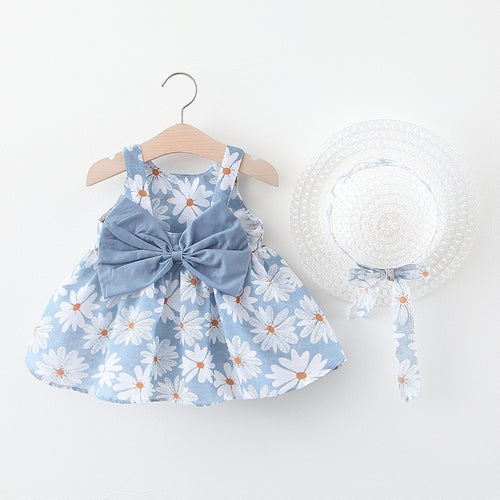 Baby Girl Summer Bow Dress with Hat