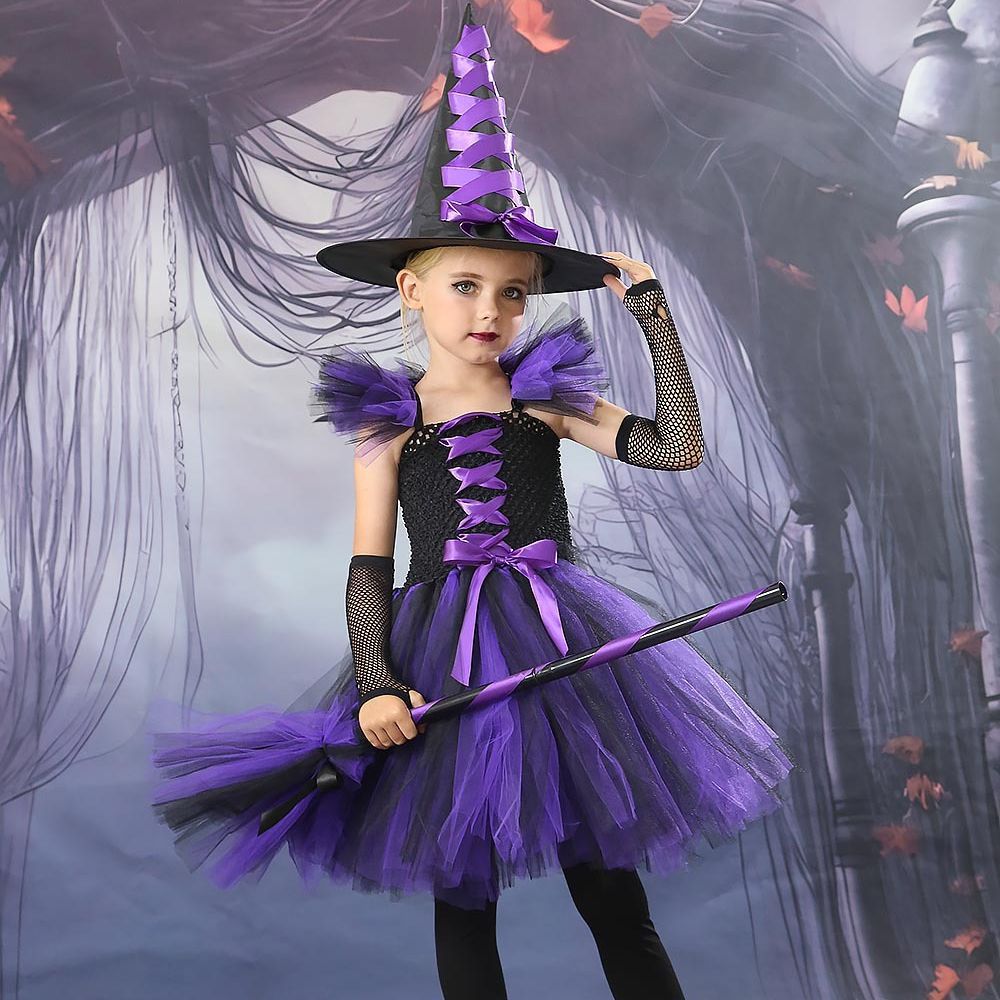 Children Witch Costume Set Halloween Dress