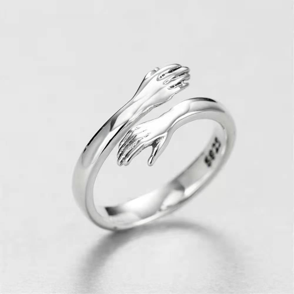 Alloy Simple Hands Hug Ring Opening Adjustable Jewelry