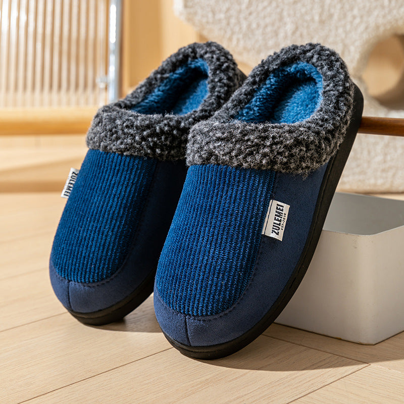 winter warm fleece anti-slip soft-soled cotton slippers