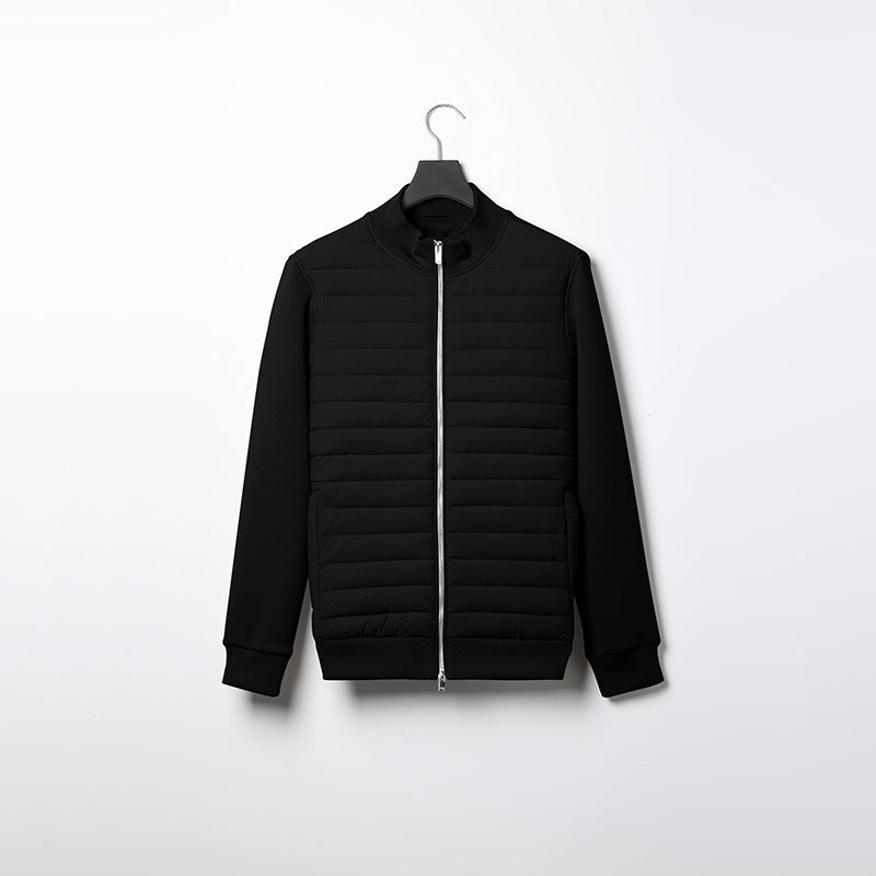 Lightweight Stand Collar Knitted Panel Down Jacket