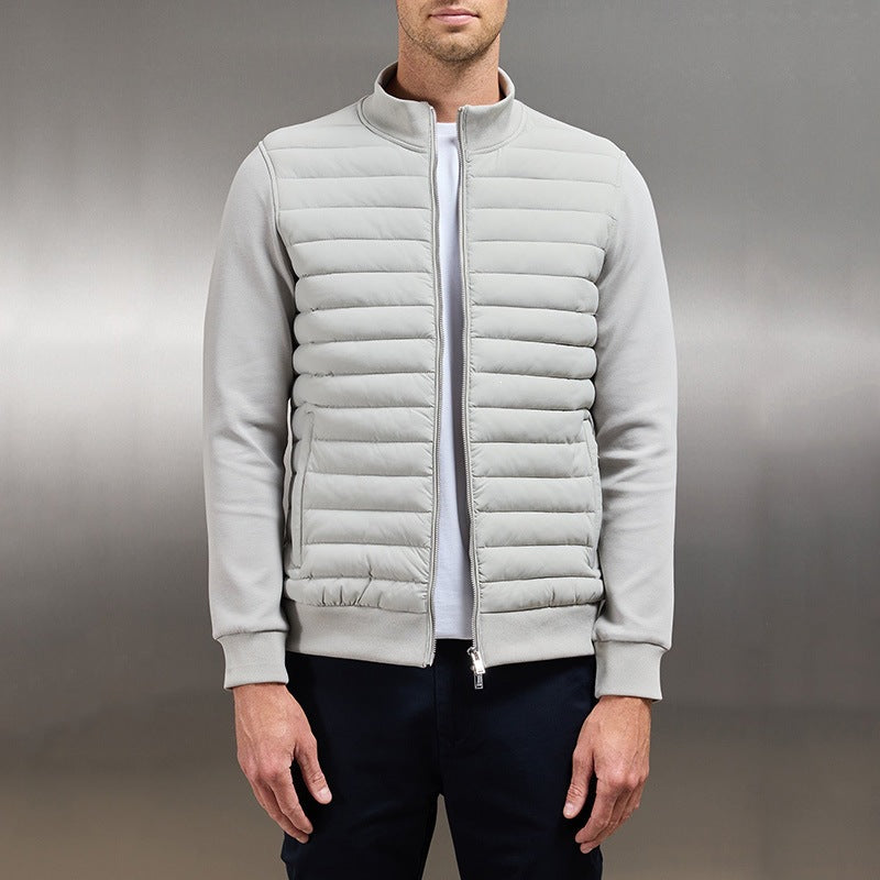 Lightweight Stand Collar Knitted Panel Down Jacket