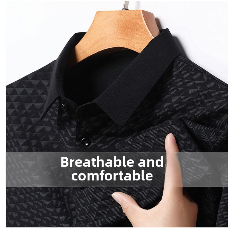 Mens Breathable Lapel Polo Shirt