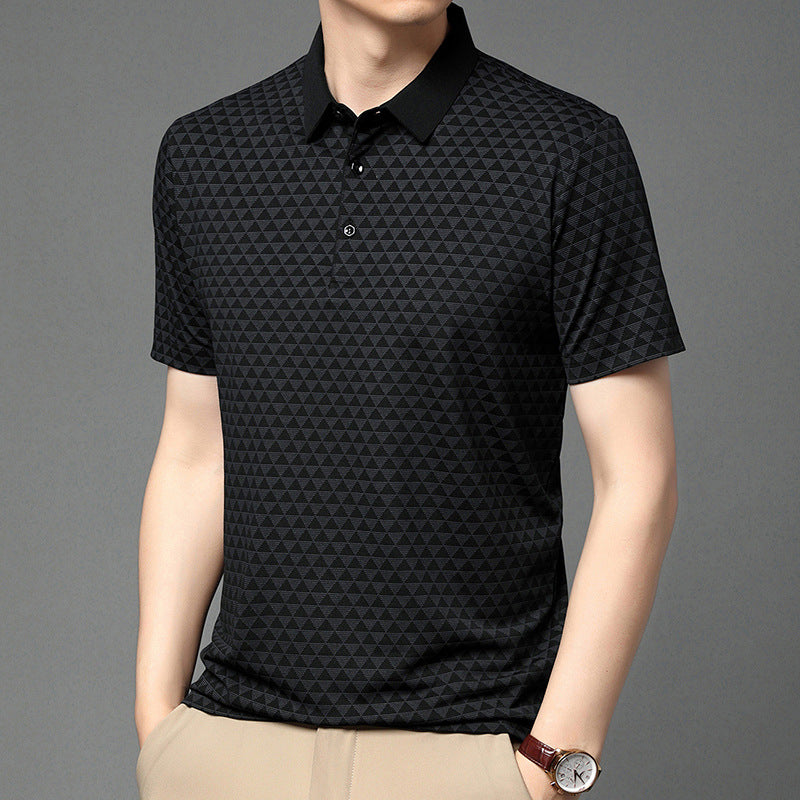 Mens Breathable Lapel Polo Shirt