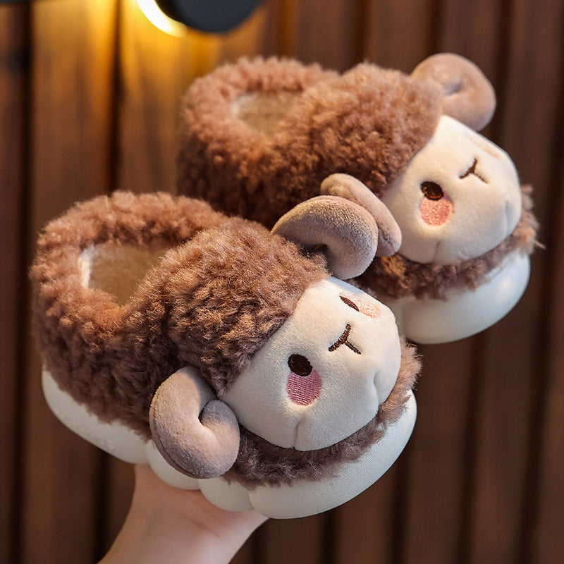 Childrens Indoor Cotton Slippers with Non-Slip Sole